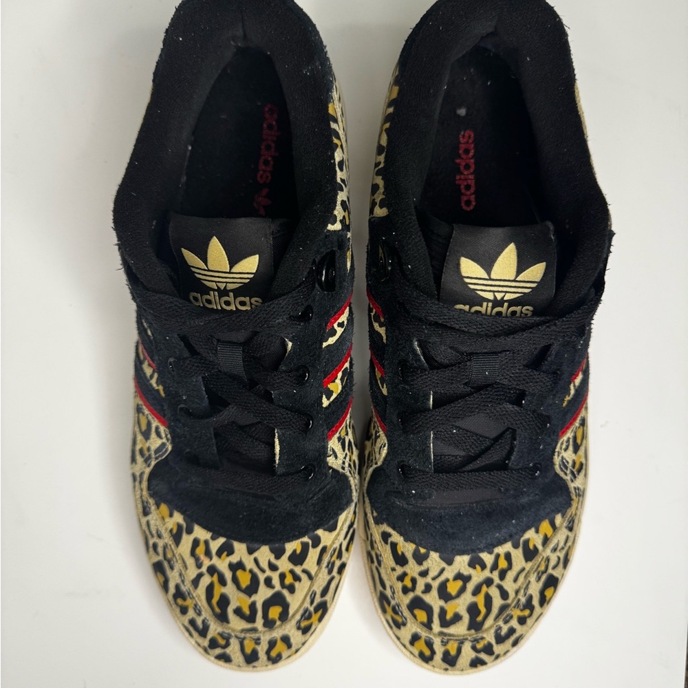 Adidas Rivalry Low Leopard Animal Print Leather Sneakers Sz 10 - Picture 6 of 8